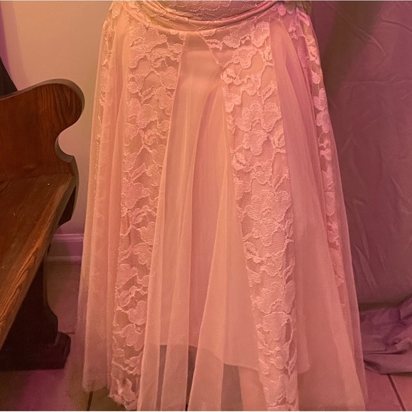 Nude Cream Lacey Maxi Mermaid Prom Dress Xscape Size 4 Special Occasion - Picture 7 of 11